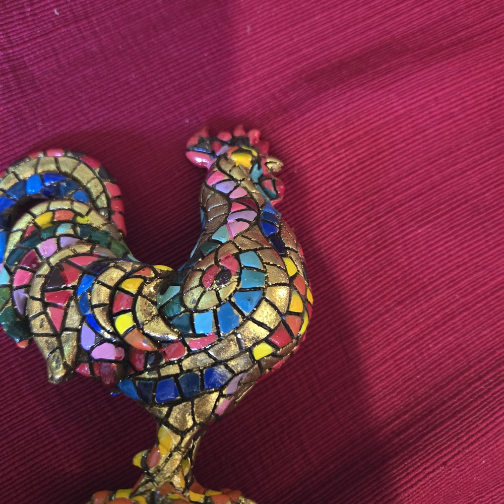 Colorful Mosaic Rooster Figurine